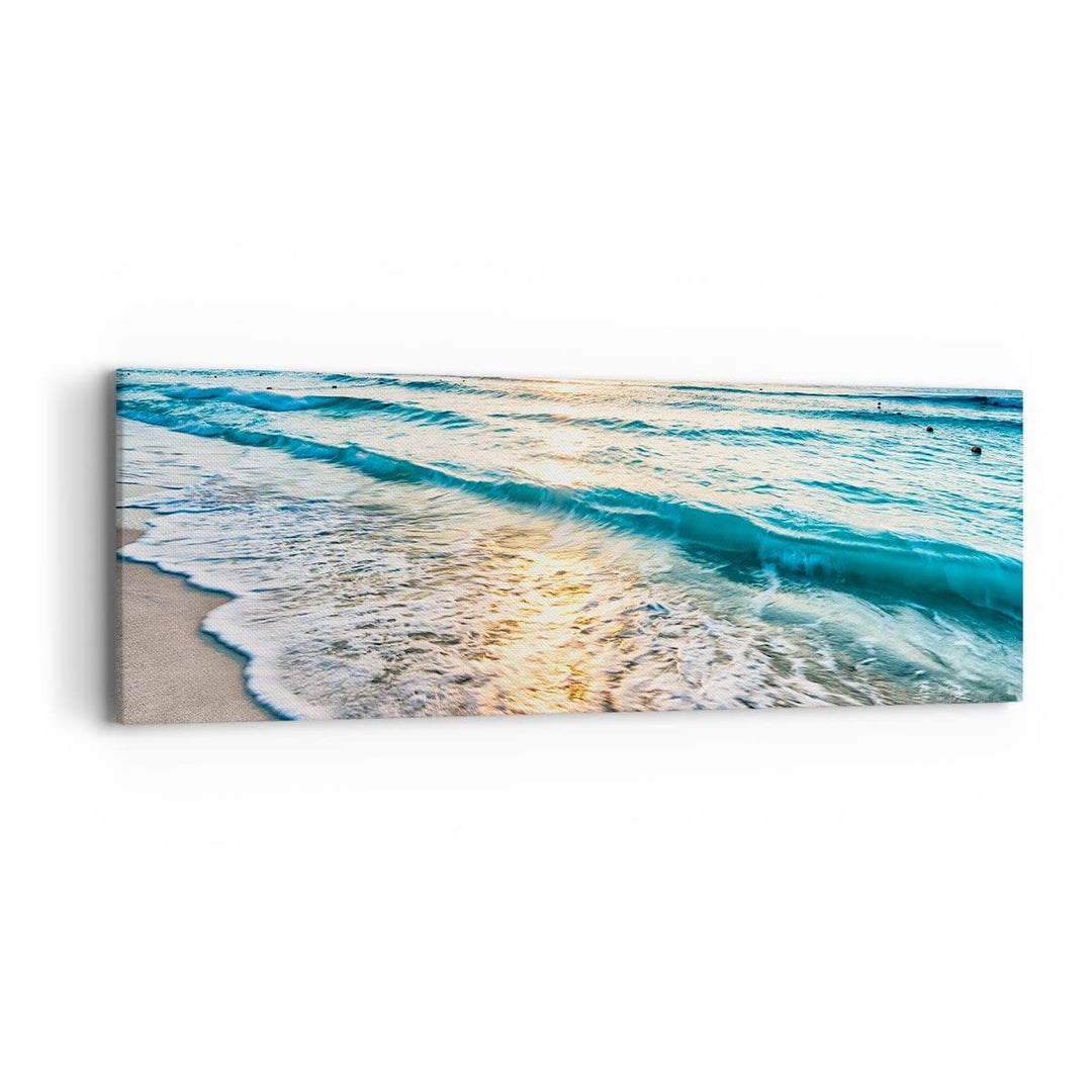 Panorama Bilder auf Leinwand Meer Welle Strand Leinwandbild 90x30cm Wandbilder Dekoration Wohnzimmer