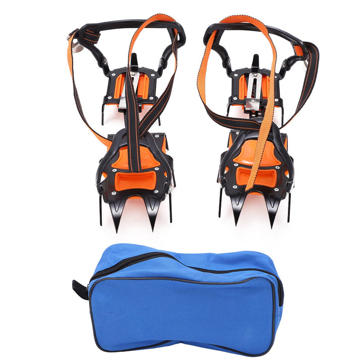 Folanda Stahl-Wandersteigeisen, Professionelle 12-Zähne-Eissteigeisen, Winter-Schneeschuh-Schuh-EIS-