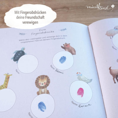 mintkind® Kindergarten Freundebuch Wald, Freundschaftsbuch zum Ausfüllen, Freundebuch für den Kinder