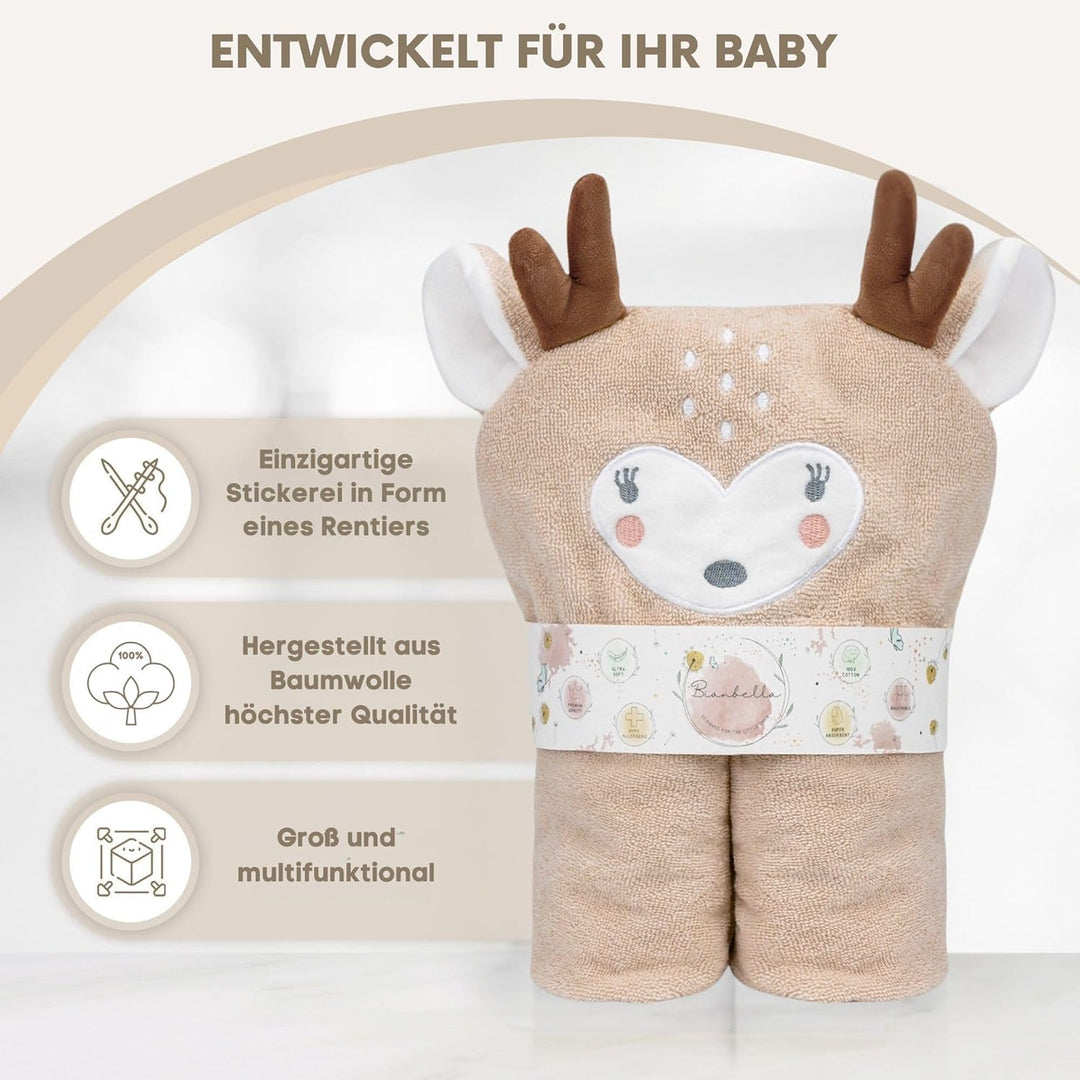 Baby Handtuch Kapuze aus 100% Bio-Baumwolle – Baby Badetuch mit Kapuze superweich – Ideal als Badepo