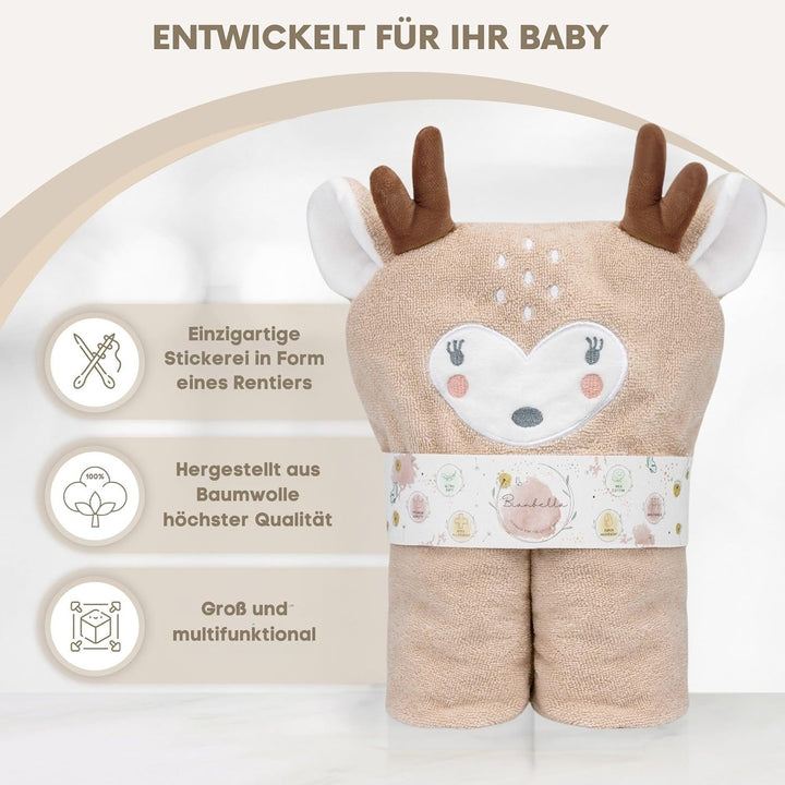 Baby Handtuch Kapuze aus 100% Bio-Baumwolle – Baby Badetuch mit Kapuze superweich – Ideal als Badepo