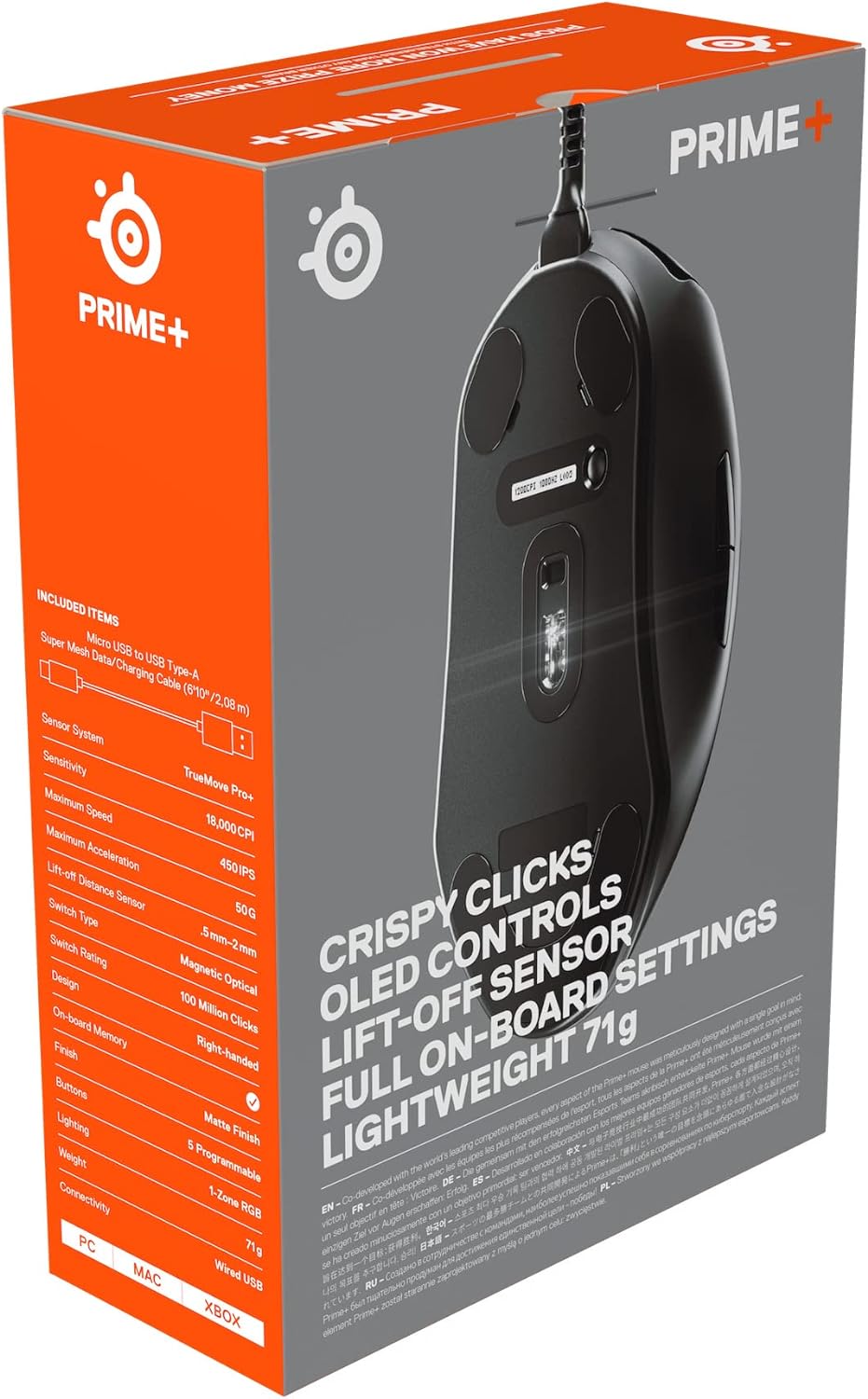 SteelSeries Prime+ - Esports Leistung Gaming-Maus - TrueMove Pro+ Optical Sensor mit 18.000 CPI - Ma