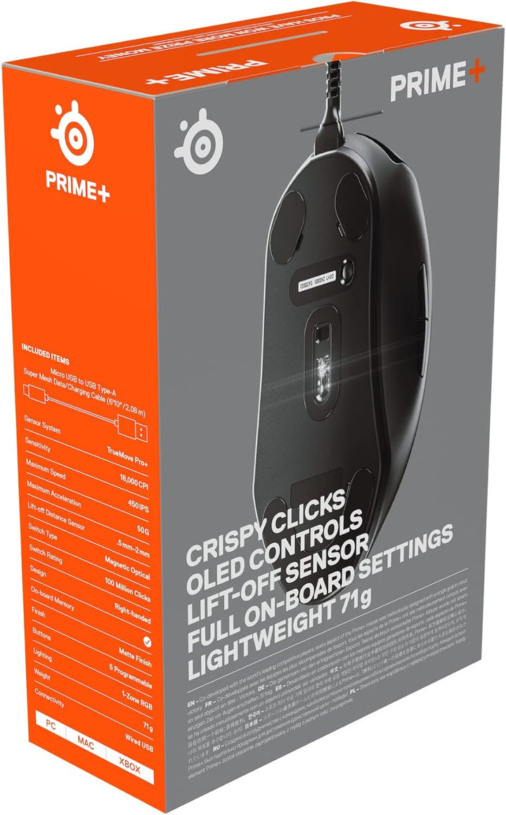SteelSeries Prime+ - Esports Leistung Gaming-Maus - TrueMove Pro+ Optical Sensor mit 18.000 CPI - Ma