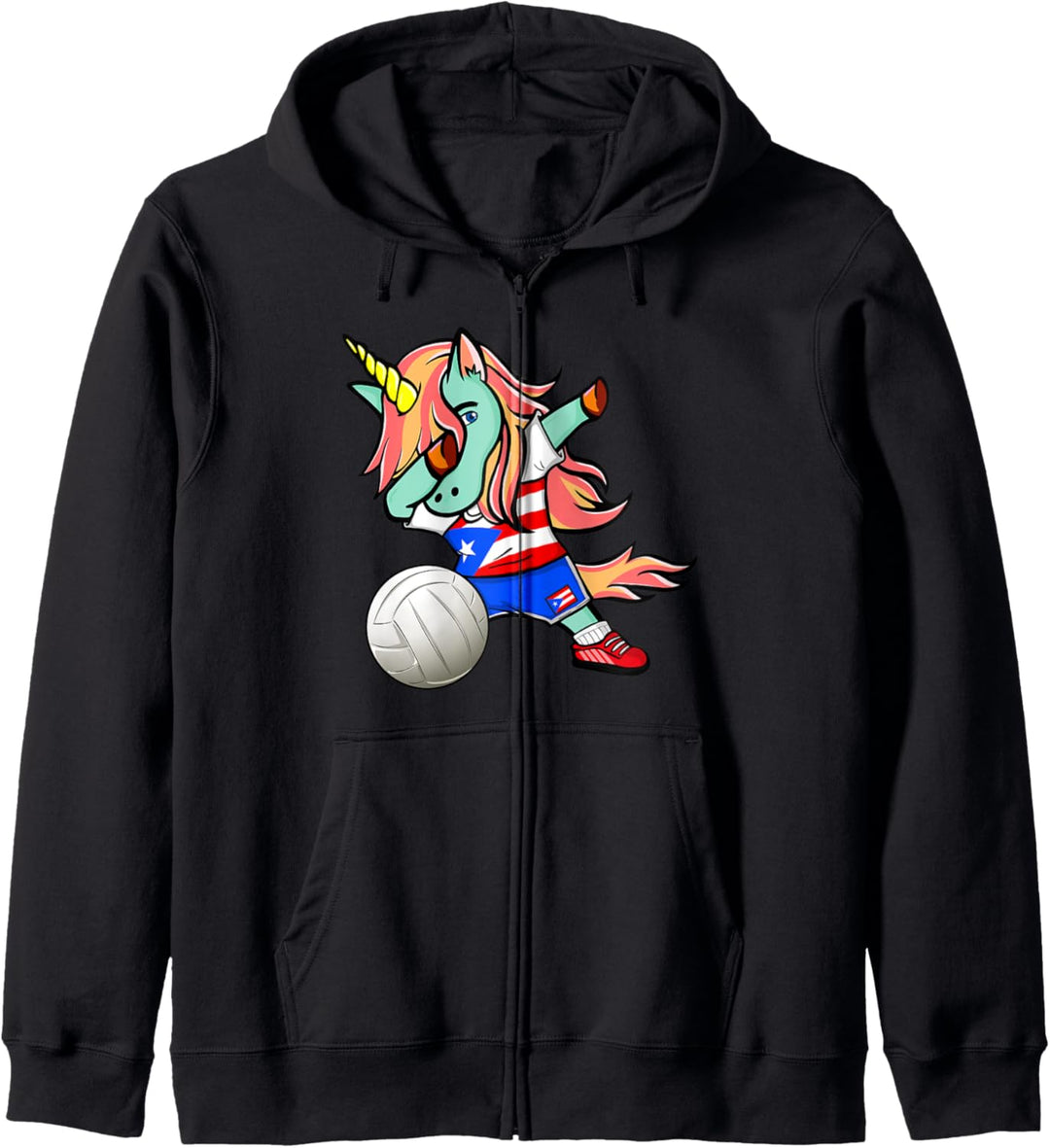 Einhorn Puerto Rico Volleyball Puertoricanische Flagge Sport Kapuzenjacke