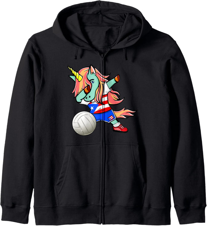 Einhorn Puerto Rico Volleyball Puertoricanische Flagge Sport Kapuzenjacke