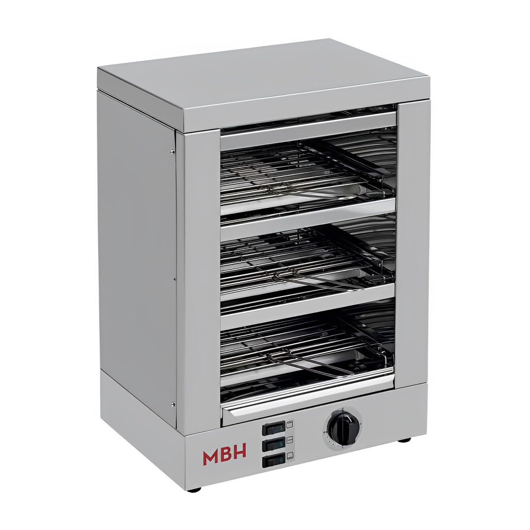 MBH - Profi-Toaster elektrisch 3-Etagen Edelstahl mit Timer. Industrietostofen für Gastro, Bar & Res