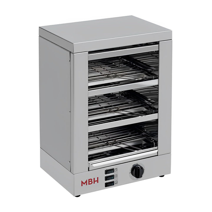 MBH - Profi-Toaster elektrisch 3-Etagen Edelstahl mit Timer. Industrietostofen für Gastro, Bar & Res