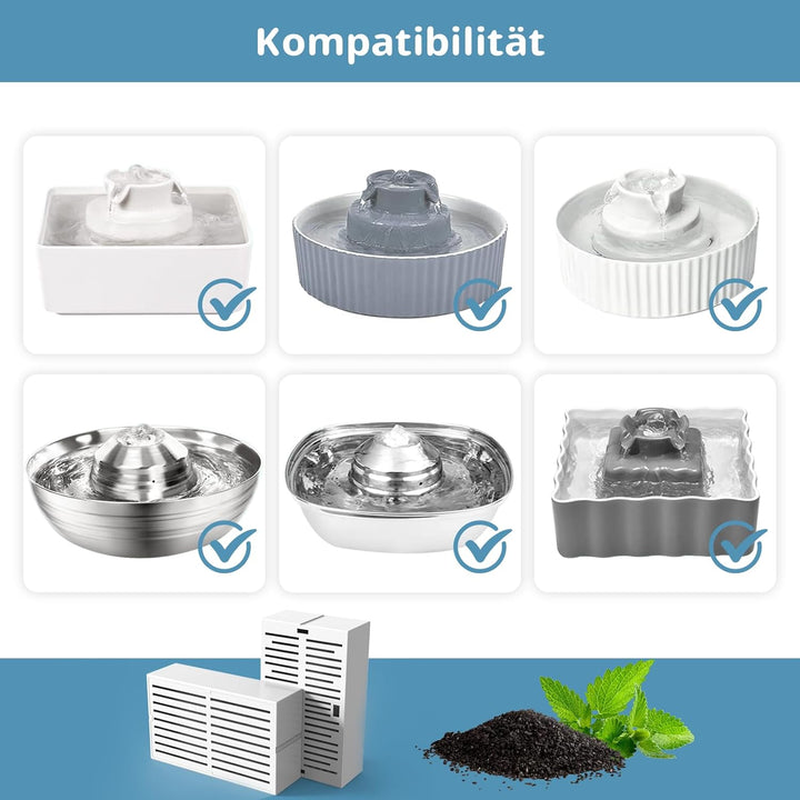 Katzen Trinkbrunnen Filter für 2.1L Katzenbrunnen Keramik, 16 Stück Tränkenfilter und 4 Stück Schaum