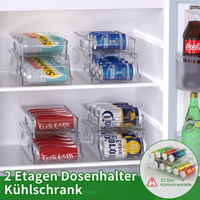 JESIFFY Dosen Organizer Dosenhalter Kühlschrank Organizer Dosen, 2 Tier Rollende Schublade Dosen Küh