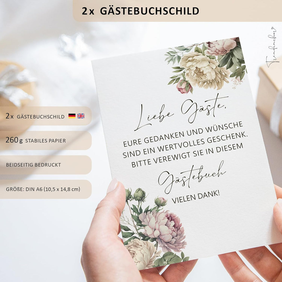 Gästebuch 25 Silberhochzeit deko Geschenk zum 25. Hochzeitstag für Eltern oder Freunde mit Silberprä