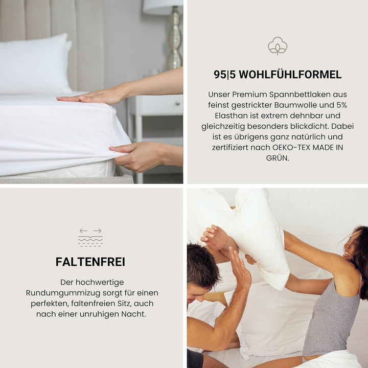 Schiesser Premium Spannbettlaken Flexi | 95|5 Wohlfühlformel | aus nachhaltiger Produktion | für Mat