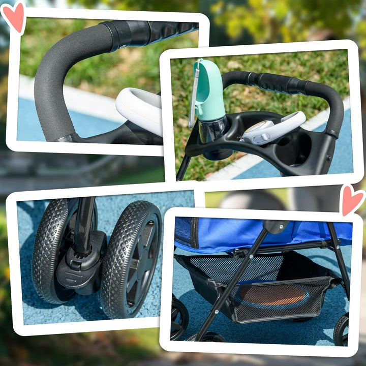 PawHut Hundewagen Hundebuggy mit Klappfunktion Pet Stroller für kleine Hunde und Katzen Haustierwage