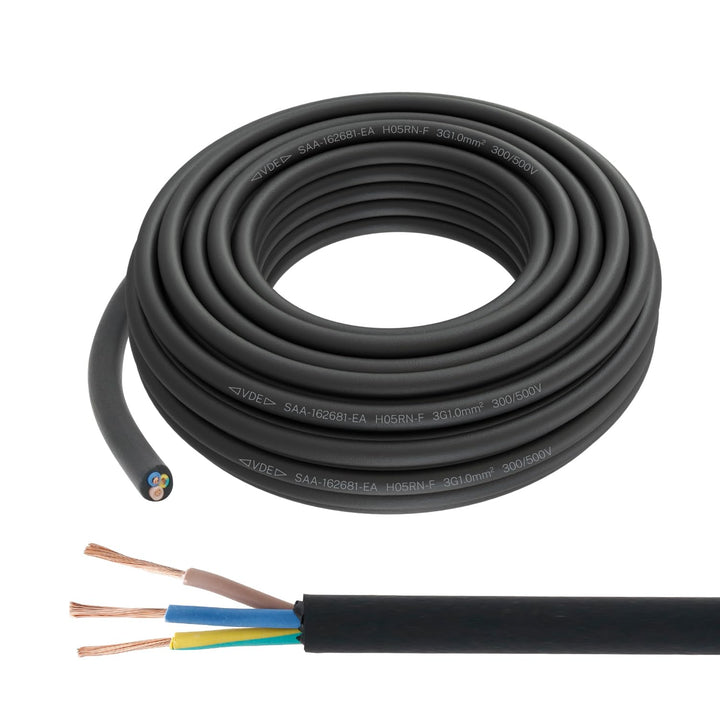 Firmerst Gummikabel 3x1mm² Stromkabel Aussenbereich 10 Meter, Wetterfest und Flexibel für Gartenbele