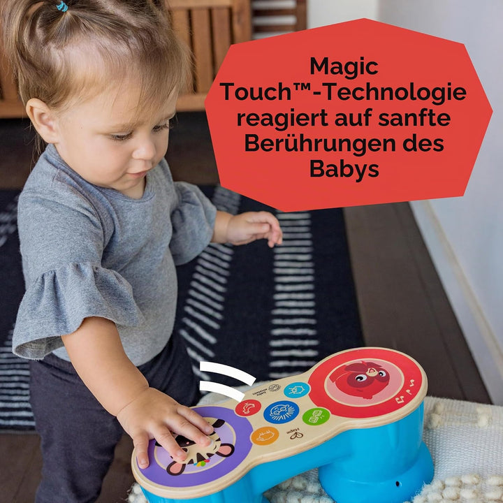 Baby Einstein 12610 Hape Upbeat Tunes Magic Touch Holztrommel, Musikspielzeug aus Holz, mit 6 Melodi