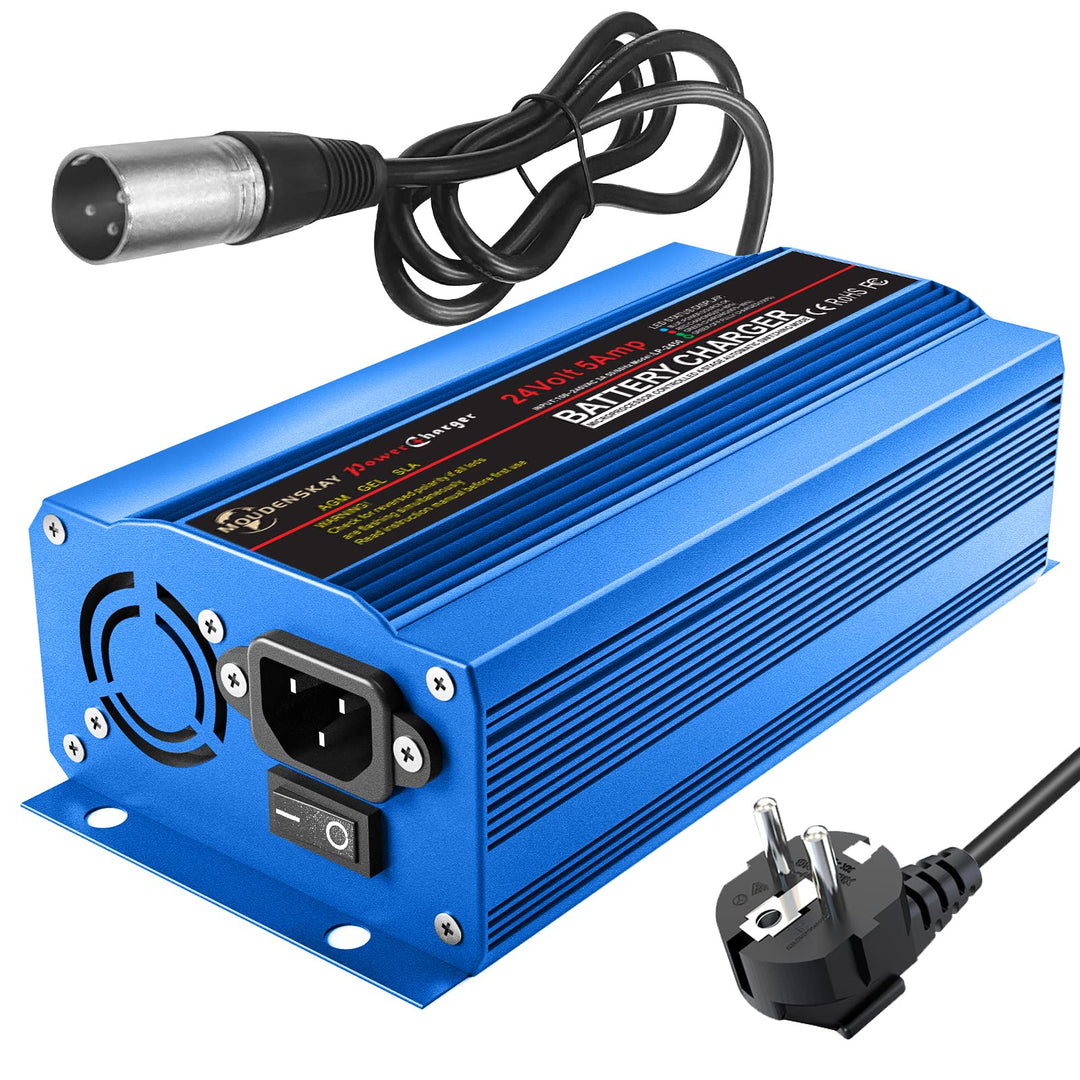 24V 5Amp Smart Automatic Battery Charger,24V Batterieladegerät Automotive Mit XLR-Anschluss für Roll