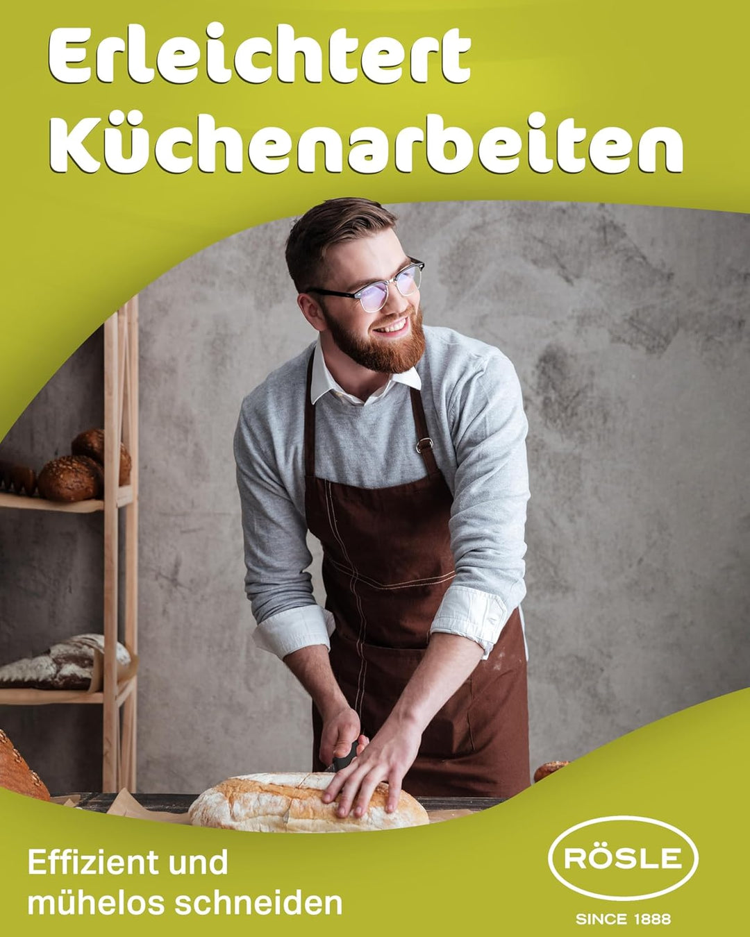 RÖSLE Brotmesser Tradition, Hochwertiges Küchenmesser zum Schneiden von Brot, Brötchen und Baguette,