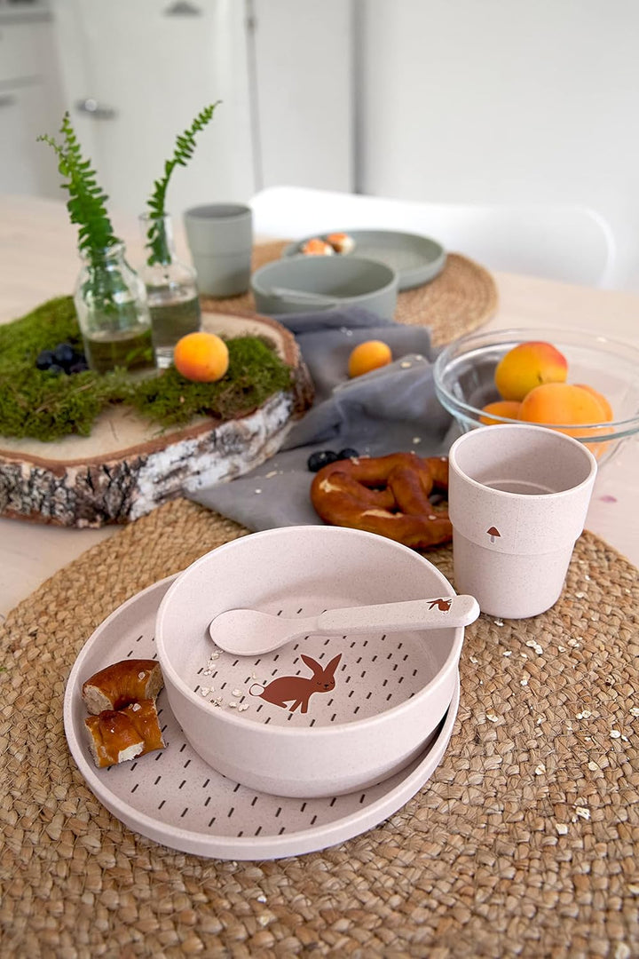 LÄSSIG Kindergeschirr Set (Teller, Becher, Schälchen, Löffel), BPA-frei, für Spülmaschine und Mikrow