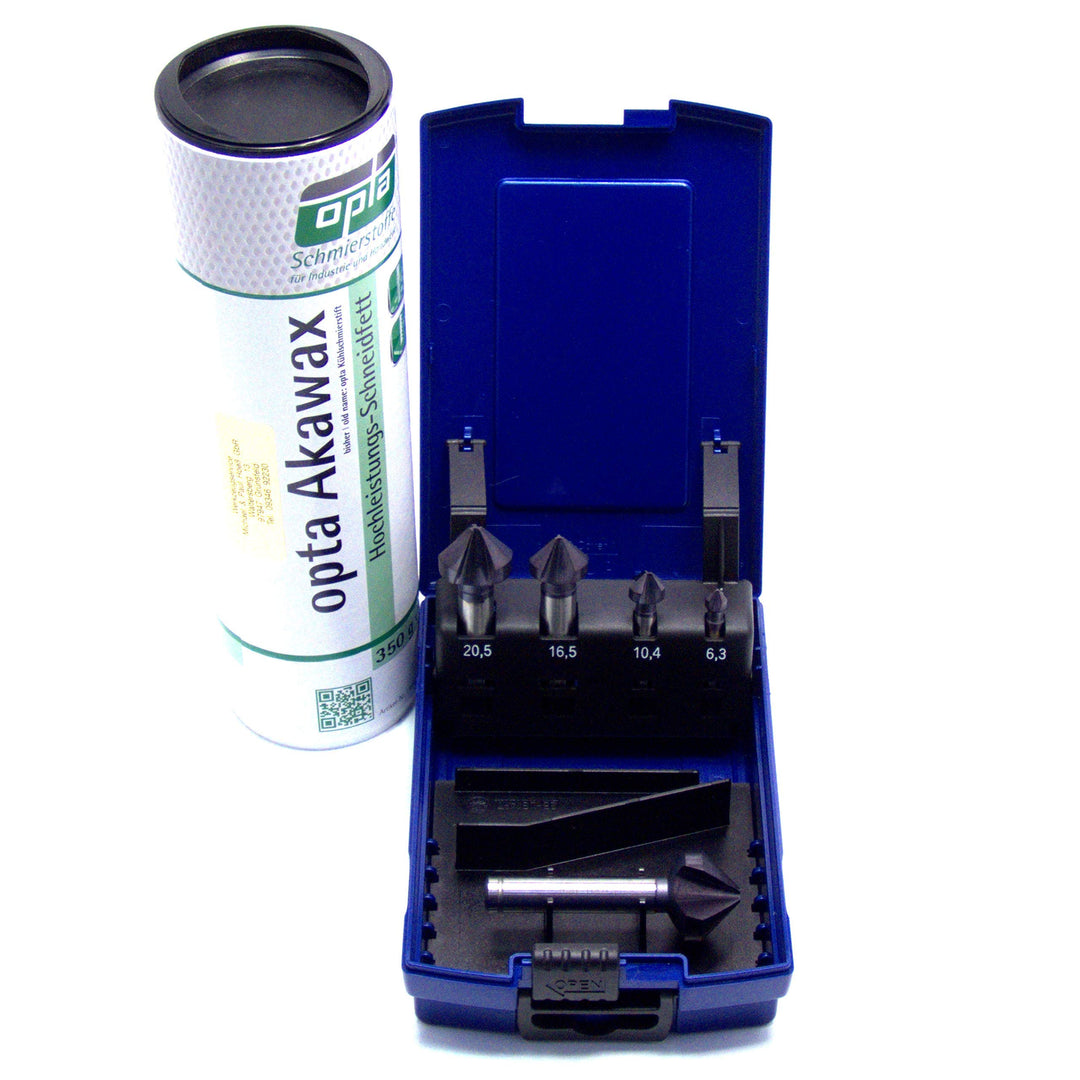 WSH-TOOLS Kegelsenker Set 5-teilig HSS-E Co5 –ungleich geteilt– AlTiN-beschichtet 6,3 mm - 25mm 90°