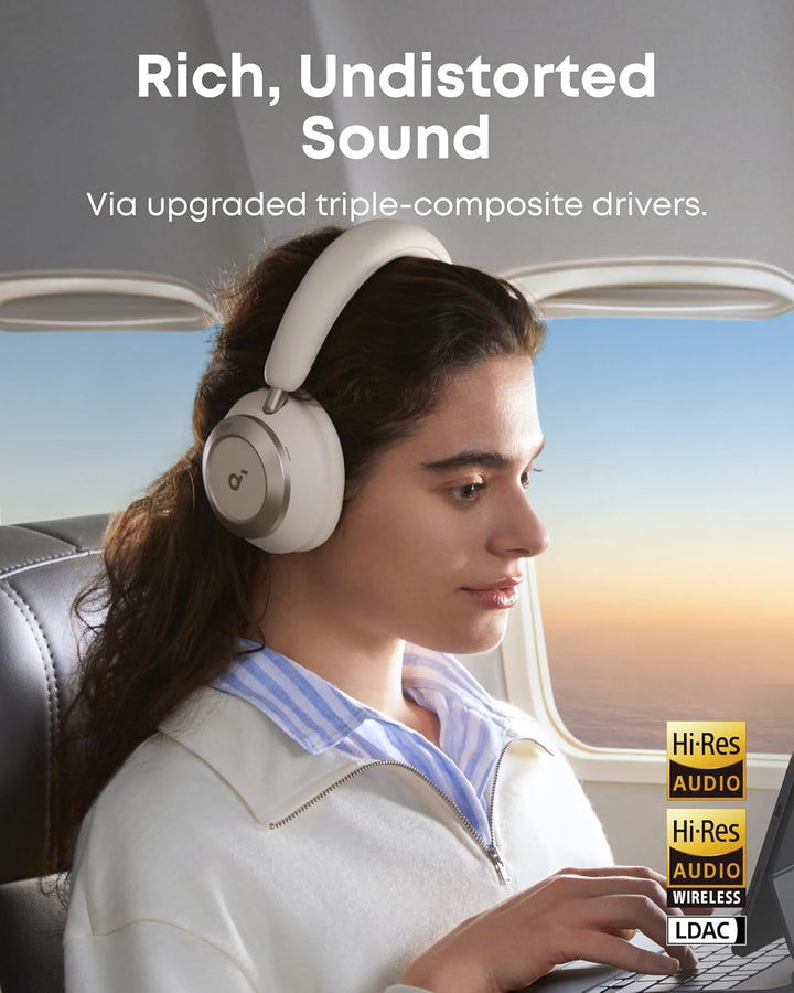 soundcore Space One Pro by Anker, Kopfhörer mit adaptiver aktiver Geräuschunterdrückung, super faltb