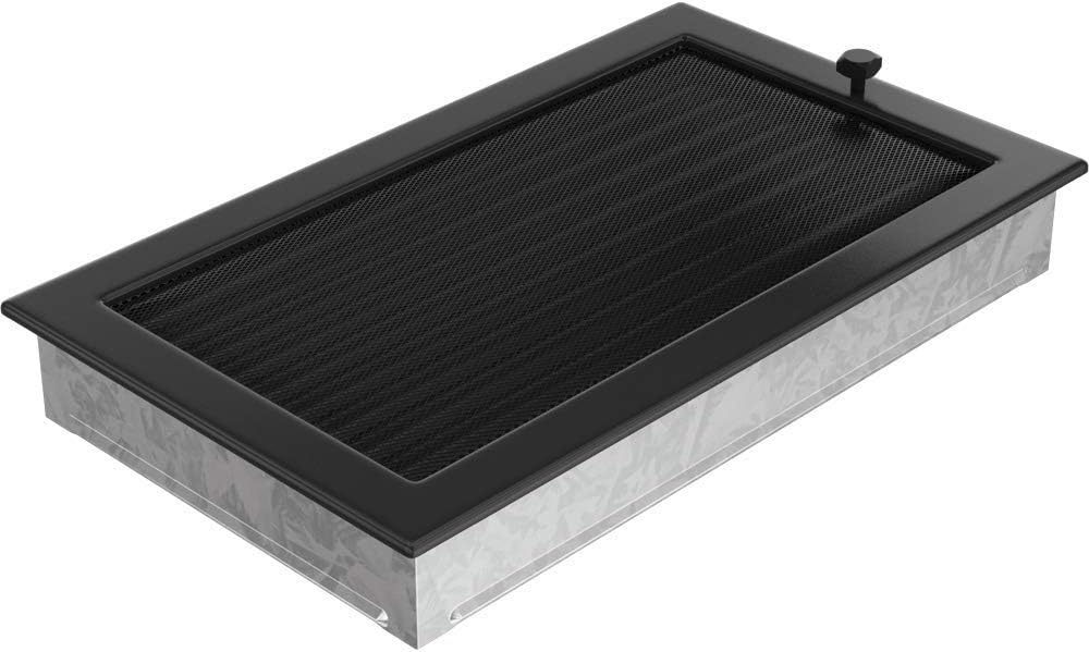 KRATKI Lüftungsgitter Warmluftgitter 22 x 37 cm schwarz mit Jalousie | für Kaminbelüftung, mit Jalou