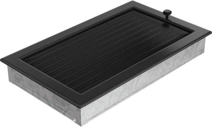 KRATKI Lüftungsgitter Warmluftgitter 22 x 37 cm schwarz mit Jalousie | für Kaminbelüftung, mit Jalou