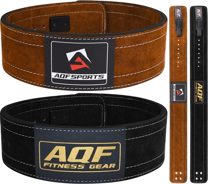 AQF Gewichthebergürtel Lever Schnalle, 4" Breit 10mm Dick Leder Belt - Genehmigt IPL USPA Kraftraini