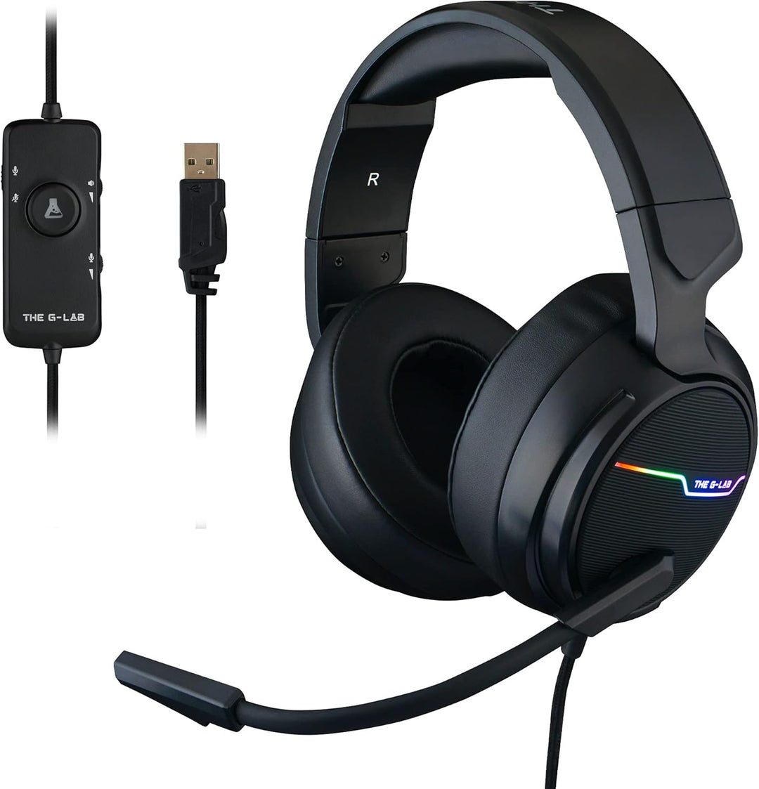 The G-LAB Korp Thallium Gaming-Kopfhörer, USB, 7.1, Digital Surround - Headset für Gamer, Audio - Mi