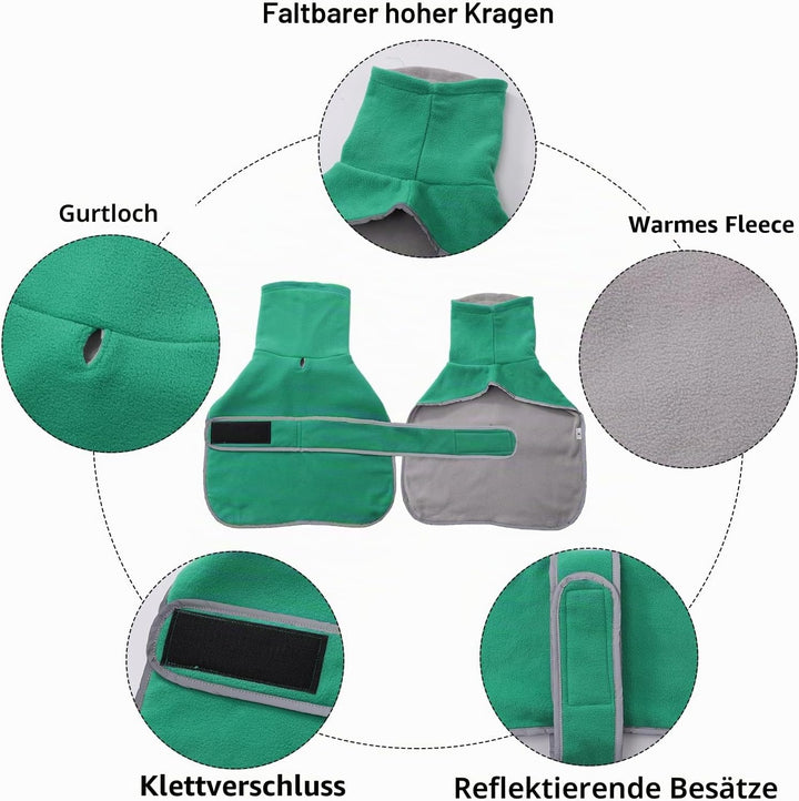 Geyecete -Gemütlich Polarfleece Winter hundemantel fur Dackel,Miniatur Dackel Fleece hundepullover,H