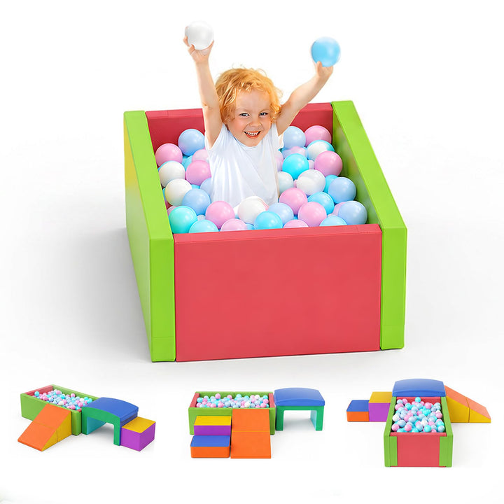 Schaumstoff Ballgrube, Weicher Spielbereich für Kleinkinder, Kombinierbar mit Kletterblöcken, Grün-R