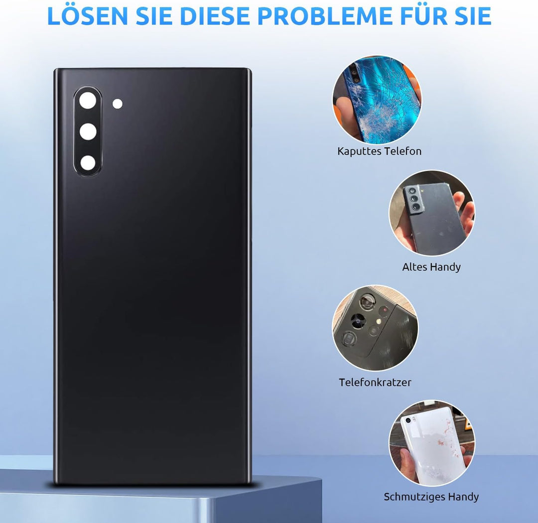 Eonpam Akkudeckel für Samsung Galaxy Note 10 N970 Rückseite Glas Original Backcover Back Glas Ersatz