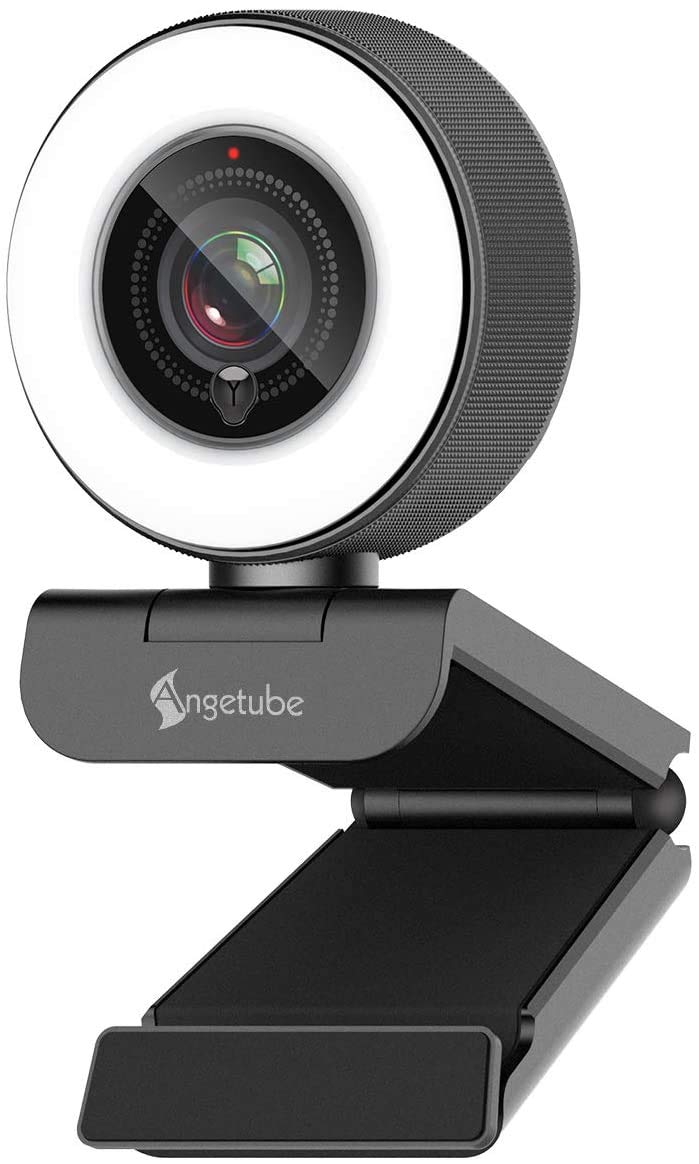 Angetube Streaming HD Webcam 1080P mit Lichtring, 967 USB PC Autofokus Webcam mit dualem Mikrofon, V