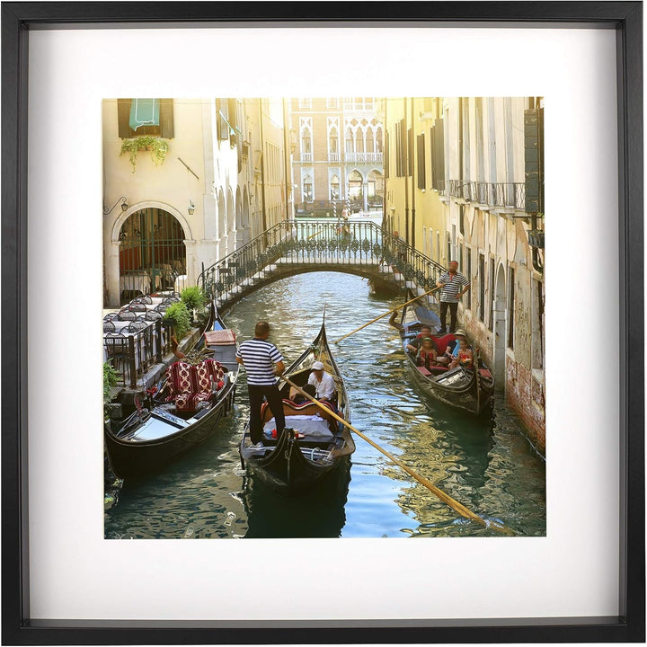 BD ART 50x50 cm gross Box 3D Objektrahmen Bilderrahmen mit Passepartout 40x40 cm, Schwarz Quadratisc