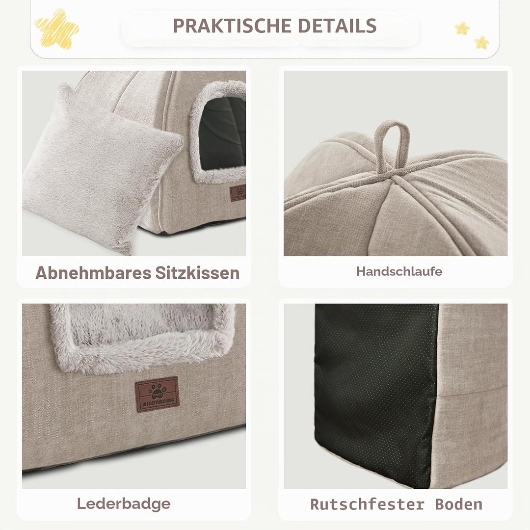 WINDRACING Katzenbett für Indoor-Katzen – Katzenhöhlenbett, Katzenhaus, Katzenzelt mit abnehmbarem,
