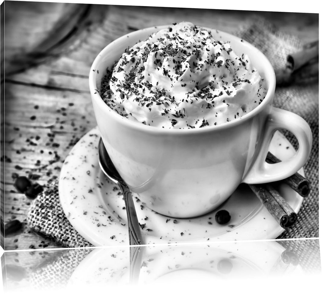Pixxprint Kaffee mit viel Creme als Leinwandbild/Grösse: 100x70 / Wandbild/Kunstdruck/fertig bespann