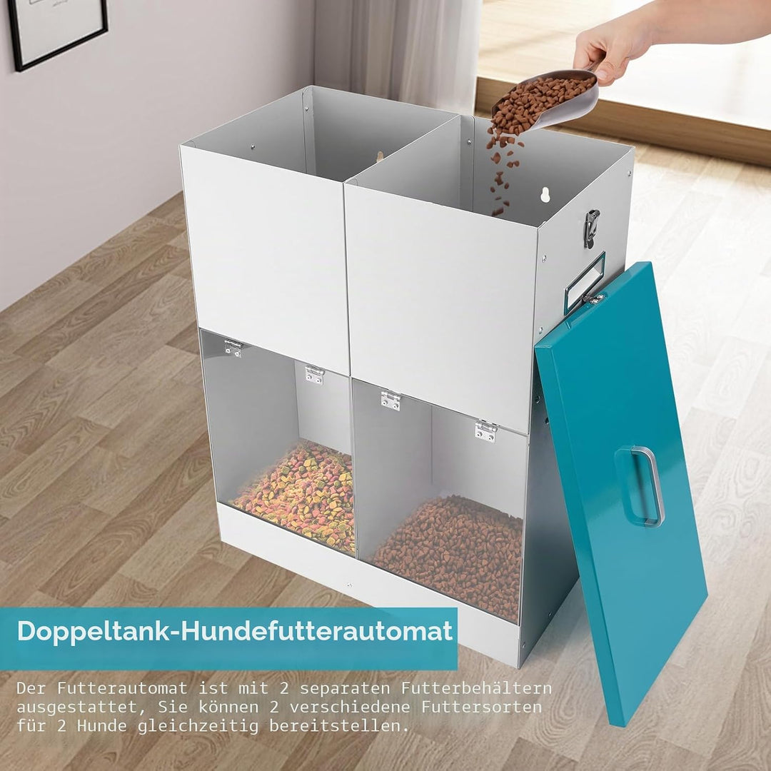 Automatische Schwerkraft-Hundefütterung für 2 Hunde - Keine Montage erforderlich, 46Lbs Kapazität, v