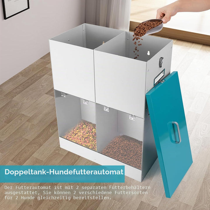 Automatische Schwerkraft-Hundefütterung für 2 Hunde - Keine Montage erforderlich, 46Lbs Kapazität, v