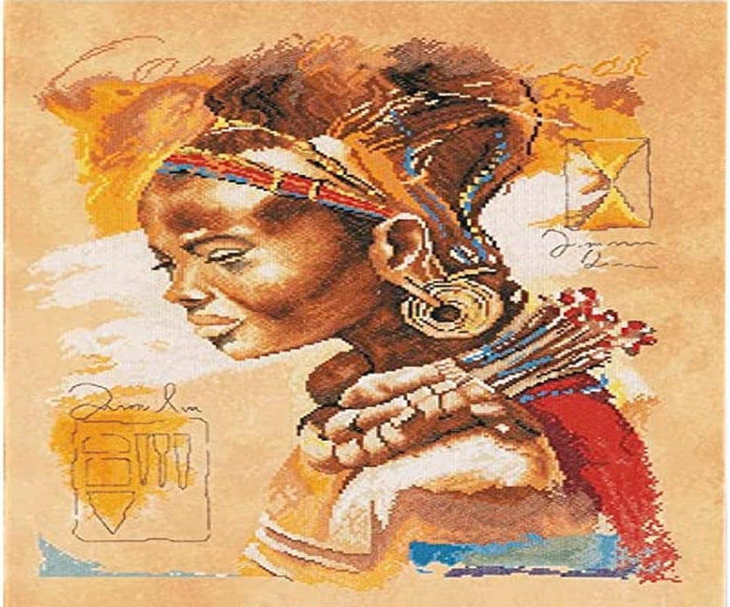LANARTE PN Zählmusterpackung Afrikanische Frau Kreuzstichpackung, Baumwolle, Mehrfarbig, 39 x 49 x 0