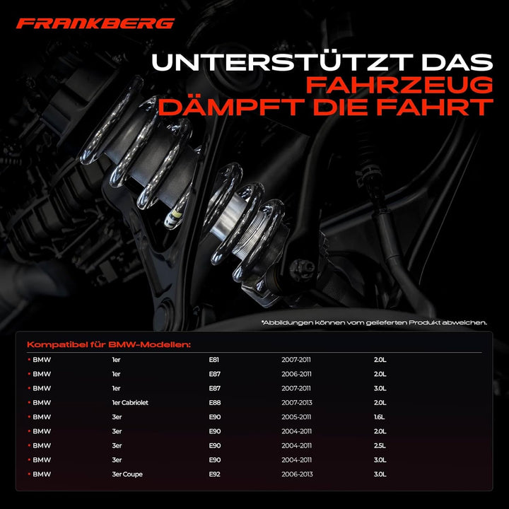 Frankberg 2x Federn Fahrwerksfeder Hinterachse Links Rechts Kompatibel mit 1er 2007-2013 3er 2004-20