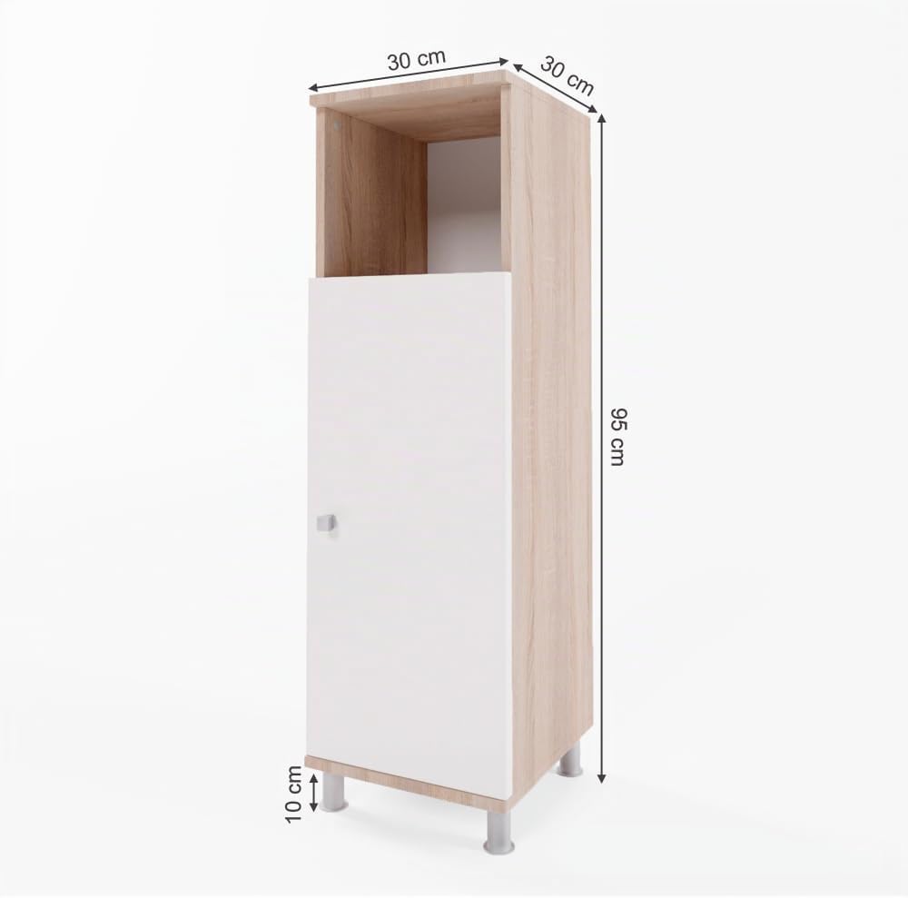 Vicco Midischrank Fynn, Weiss/Sonoma/Sonoma, 30 x 95 cm Weiss/Sonoma 95 x 30 cm, Weiss/Sonoma 95 x 3