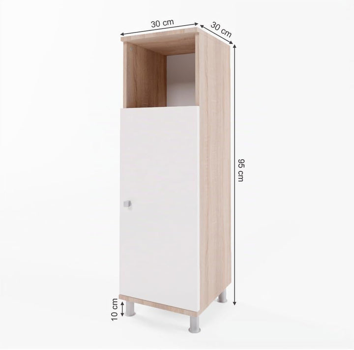 Vicco Midischrank Fynn, Weiss/Sonoma/Sonoma, 30 x 95 cm Weiss/Sonoma 95 x 30 cm, Weiss/Sonoma 95 x 3