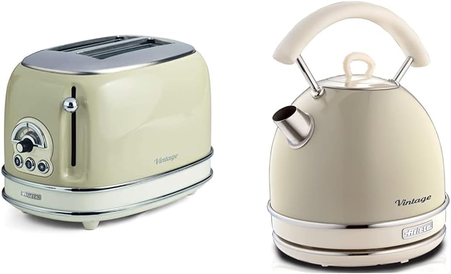 Ariete, 0155CR, Design-Toaster für zwei Scheiben, sechs Toaststufen, 810 W, Gehäuse aus Edelstahl &