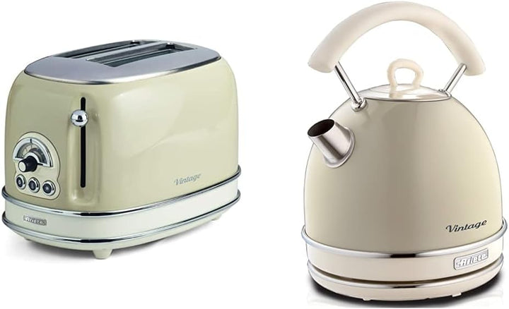 Ariete, 0155CR, Design-Toaster für zwei Scheiben, sechs Toaststufen, 810 W, Gehäuse aus Edelstahl &
