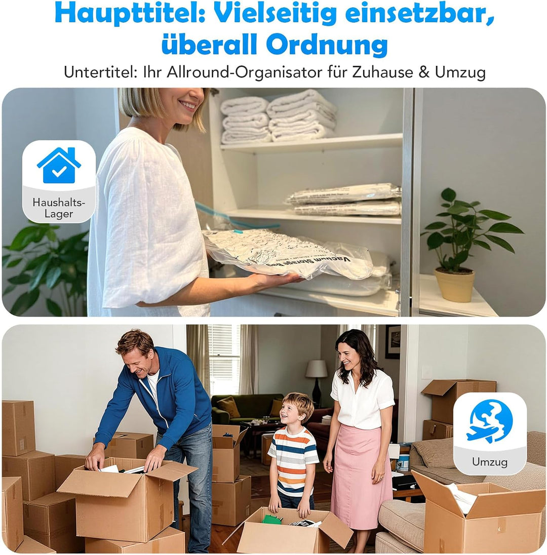 Accenter Vakuumbeutel für Kleidung, Kleiderschrank Organizer,13 Stück | Aufbewahrung für Bettwäsche,