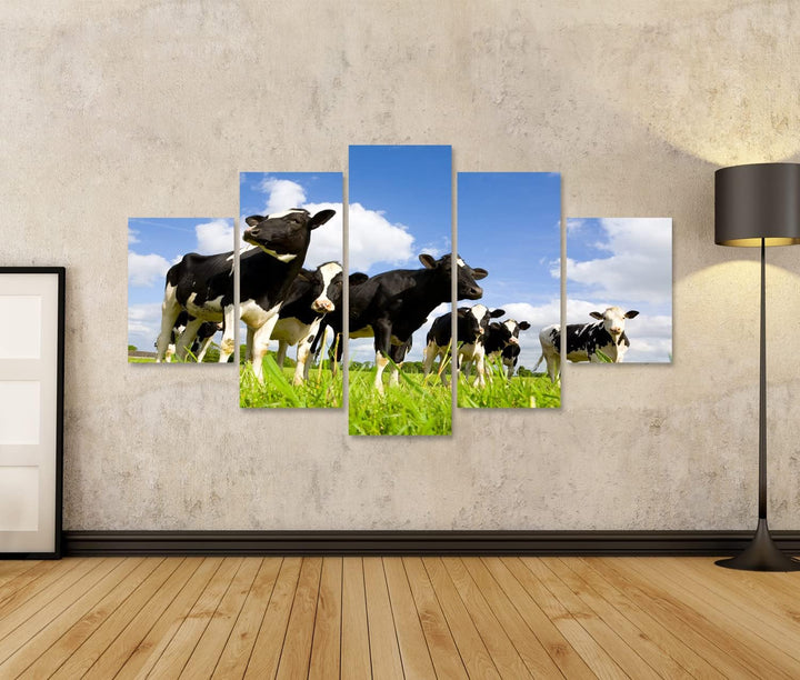 islandburner Bild auf Leinwand Holstein Kühe Auf Der Wiese Wandbild Poster Kunstdruck Bilder Format: