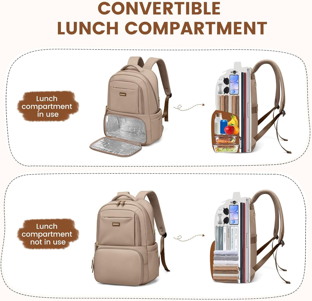 GOLF SUPAGS Lunch Rucksack, 16 Zoll Laptop Rucksack Schulrucksack mit Lsoliertes Kühltasche für Arbe