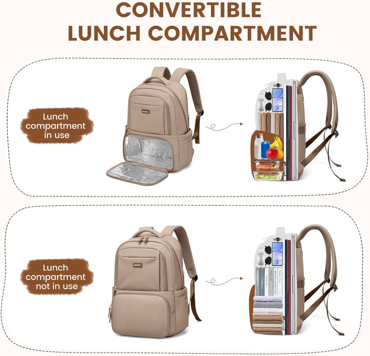 GOLF SUPAGS Lunch Rucksack, 16 Zoll Laptop Rucksack Schulrucksack mit Lsoliertes Kühltasche für Arbe