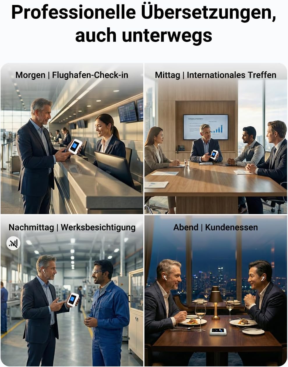 ANFIER A8 KI Übersetzer Kopfhörer, Offline AI Sprachübersetzer mit ChatGPT, Keine App Erforderlich,