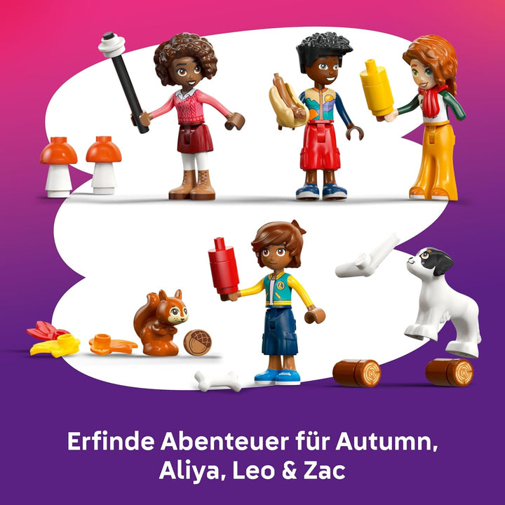 LEGO Friends Gemütliche Hütte im Herbstwald - Miniatur Spielhaus mit 4 Minifiguren, 2 Haustierfigure