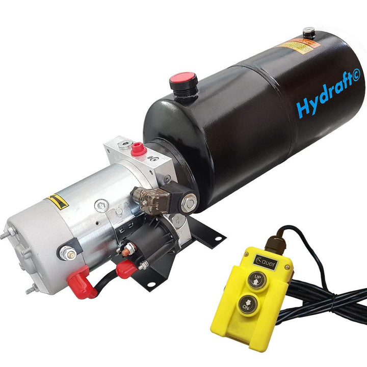 Hydraulikaggregat HYDRAFT, Hydraulikpumpe 12 V 180 bar 2000 Watt mit 8 Liter Stahltank