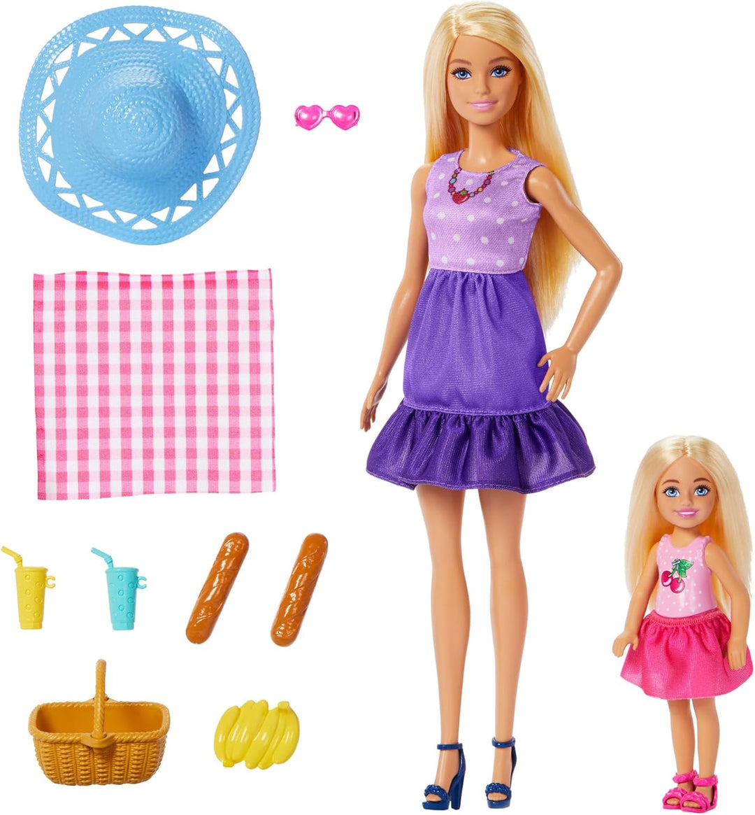 Barbie Family &amp; Friends Spielset aus Puppen und Accessoires, Spielset mit Picknick-Thema, Mode, klei